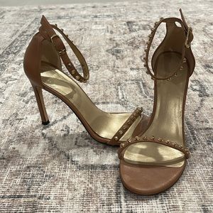 Stuart Weitzman Whatastud Tan Nudist Heels Sandals